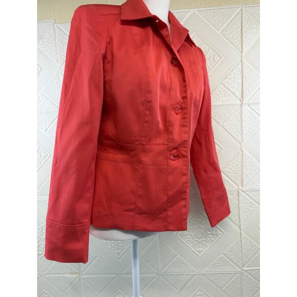 Requirements Size 6 Blazer Jacket LINED 4 button Collar Salmon Peach color - Picture 3 of 14